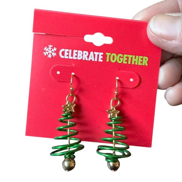 Celebrate Together  Christmas Tree Holiday Themed Earrings New Hook Style - Picture 1 of 7